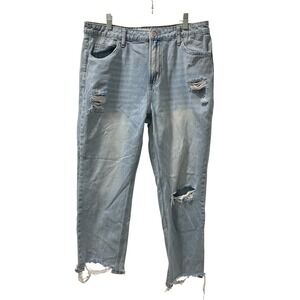 Vervet LA Distressed Mom Jeans Light‎ Wash Ripped Denim Raw Hem Size 31